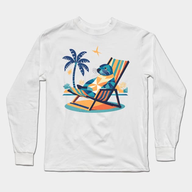 Seal on vacation Long Sleeve T-Shirt by Midcenturydave